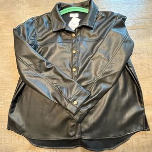 Mudpie Vegan leather black Shacket